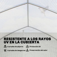Outsunny Invernadero de Túnel 6x3x2 m con Anti-UV y Puerta Enrollable con Cremallera Paredes Laterales con Malla Blanco(m-5)