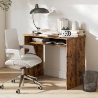 HOMCOM Boxy Work Desk, with Shelf - Wood-Effect(m-10)
