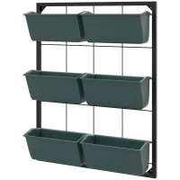 Outsunny Orto Verticale a 3 Livelli con 6 Vasi in Acciaio e Plastica, 52x14x66cm, Verde Scuro(m-1)