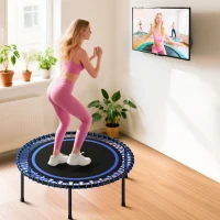 SPORTNOW Trampolim de Fitness Adultos Ø114 cm com Estrutura de Aço Reforçada para Treino de Pernas Corpo Azul e Preto(m-7)