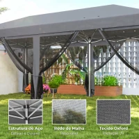 Outsunny Tenda Dobrável 585x295x270 cm Tenda de Jardim com 6 Mosquiteiros Bolsa de Transporte e Estrutura de Aço Cinza(m-4)