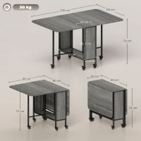 HOMCOM Six-Person Drop Leaf Dining Table - Grey/Black(m-3)