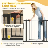 PawHut Barrière de sécurité pour chiens et bébés 76 à 102 cm avec extension fixation par pression sans perçage blanc(m-6)