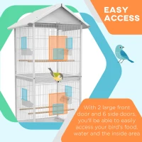 PawHut Wrought Metal Bird Cage Feeder White(m-15)
