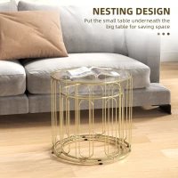HOMCOM Elliptical Cut-Out Nesting Tables - Gold-Tone(m-4)