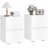 HOMCOM Set de 2 Noptiere cu 2 Sertare, Alb(m-8)