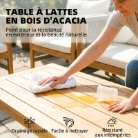 Outsunny Salon de Jardin Ensemble de Mobilier 4 Pièces en Bois d'Acacia Coussins Déhoussables et Corde Tressée Naturel(m-7)