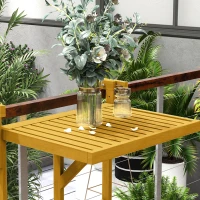 Outsunny Masă Suspendată de Exterior, Masă Reglabilă pentru Balustradă, Blat Suport cu Montare pe Perete, 68x65x40,5-55 cm, Tec(m-8)