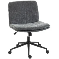 HOMCOM Silla de Oficina con Asiento Ancho sin Reposabrazos Ruedas Altura Ajustable Giratoria Función Basculante Gris(m-1)