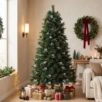 HOMCOM 6ft Artificial Christmas Tree, Fir Hinged Xmas Tree with 716 Branch Tips, Foldable Metal Stand, Easy Assembly, Green(m-14)