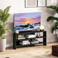 HOMCOM Corner TV Stand with 2 Open Shelves for 47 Inch TV - Black(m-6)