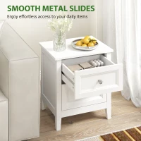 HOMCOM Nightstand with 2 Drawers Modern Bedside Table for Bedroom Living Room White(m-6)