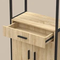 HOMCOM Armário Alto de Cozinha Armário de Cozinha 4 Portas com Fecho Suave Gaveta Bancada 60x30x170 cm Madeira Natural(m-6)