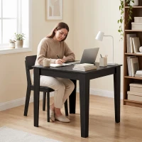 HOMCOM Dining Table for 4, 80L x 80W x 75Hcm, Modern Square Kitchen Table with Wood Effect Tabletop, Black Wood Effect(m-9)