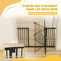 PawHut Barrière de sécurité pour chiens et bébés 76 à 130 cm avec extension fixation par pression sans perçage blanc(m-5)