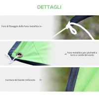Outsunny Tenda da Sole Portatile 3x3 m, Tendalino Parasole Impermeabile per Campeggio, e Spiaggia, Verde(m-6)