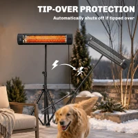 Outsunny 2500 W Electric Infrared Patio Heater, IP65 Outdoor Garden Heater with Tripod, 3 Heat Settings, 24H Timer, Black(m-7)