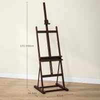 HOMCOM Șevalet pentru Pictori Reglabil din Lemn de Fag cu Compartiment, 53 x 50,5 x 171-230 cm, Caffe(m-3)