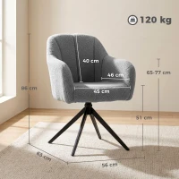 HOMCOM 360 Degree Swivel Accent Chair, Teddy Fleece Armchair, Grey(m-3)