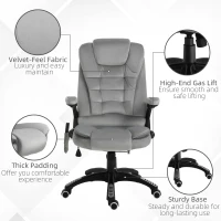 Vinsetto Scaun de birou cu masaj vibrator, Scaun ergonomic de birou cu funcție de încălzire, întindere, reglabil pe înălțime, scaun de director cu telecomandă, buzunar lateral, aspect de catifea, maro(m-5)