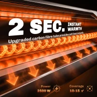 Outsunny 2500 W Electric Infrared Patio Heater, IP65 Outdoor Garden Heater with Tripod, 3 Heat Settings, 24H Timer, Black(m-4)