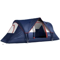 Outsunny 5 Man Camping Tent, Large Tunnel Tent, Water Resistant Hiking Shelter with Groundsheet and Carry Bag, Navy Blue(m-1)