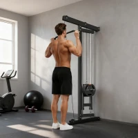 SPORTNOW Wall Mounted Lat Pull Down Machine, Crossover Cable Machine with High & Low Pulleys for Home Gym Full Body Workout(m-2)