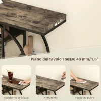 HOMCOM Tavolo Consolle Industriale con Ripiani e Telaio in Acciaio Circolare, 100x30x81.5 cm, Marrone Rustico(m-5)
