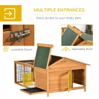 PawHut Wooden Rabbit Hutch with Slide-out Tray Guinea Pig Hutch with Openable Lockable Door, Golden Red(m-5)