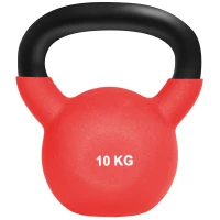 HOMCOM Pesa Rusa de 10 kg de Hierro Fundido con Revestimiento de Neopreno para Entrenamiento de Fuerza 19x12x22 cm Rojo(m-12)
