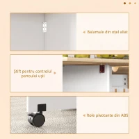 HOMCOM Masă de Dining Pliabilă, Sertar și Rafturi, Stejar(m-6)
