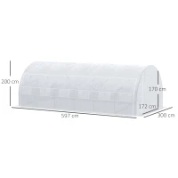 Outsunny 6 x 3 x 2 m Polytunnel Greenhouse - Walk-in Grow House Tent with Steel Frame, Reinforced Cover, Roll-up Side Walls, Zipped Door, and 12 Mesh Windows for Garden, White(m-3)