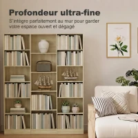 HOMCOM Bibliothèque 6 Niveaux, Étagère de Rangement avec 17 Compartiments et Étagères Réglables, 149 x 23,6 x 188 cm, Chêne(m-6)