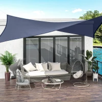 Outsunny Toldo Vela Rectangular 4x6 m con Anti-UV Anillas de Acero Inoxidable y Cuerdas de Nylon para Jardín Patio Azul(m-10)