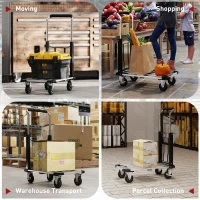 HOMCOM Carro de Transporte Dobrável de Alumínio com Rodas Plataforma Extensível e Pega Ajustável  71,5x42x95 cm Prata e Preto(m-8)