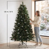 HOMCOM 6ft Artificial Christmas Tree, Fir Hinged Xmas Tree with 716 Branch Tips, Foldable Metal Stand, Easy Assembly, Green(m-3)