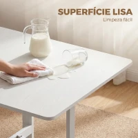 HOMCOM Mesa Dobrável de Cozinha para 4-6 Pessoas Mesa de Sala de Jantar Dobrável com Rodas e Laterais Dobráveis 120x80x73 cm Branco(m-8)