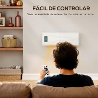 HOMCOM Aquecedor Elétrico de Baixo Consumo de Parede 2000W com 3 Modos Ecrã LED Termostato Temporizador e Oscilação 54x18,7x14,5 cm Branco(m-8)