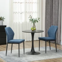 HOMCOM Conjunto de 2 Sillas de Comedor con Tapizado de Terciopelo Sintético Respaldo Curvo y Patas de Acero 45x57x86 cm Azul(m-10)