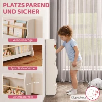 AIYAPLAY Kinderboekenkast voor aan de muur, kinderrek met 3 niveaus, wandrek met kantelbeveiliging, 60 x 15 x 73 cm, wit(m-4)