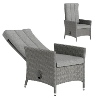Outsunny 105°-150° Reclining Rattan Chair - Light Grey(m-11)