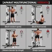 SPORTNOW Stație de Fitness pentru Antrenament Total cu Bară pentru Trazioni și Bilanciere, din Oțel, 170x139x200 cm, Negru(m-4)