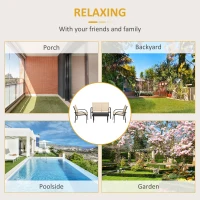 Outsunny Four-Piece Curved Steel Garden Dining Set  - Beige/Grey(m-7)