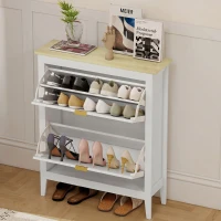 HOMCOM Pantofar Slim Stil Boho cu 2 Sertare Rabatabile pentru 14 Perechi de Pantofi, 80x24x95,5 cm, Alb(m-8)
