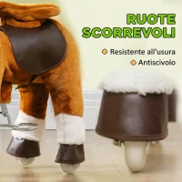 AIYAPLAY Cavallo a Dondolo per Bambini 3+ Anni con Suoni Realistico e Pedale, 70x28x70 cm, Marrone(m-6)