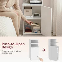 HOMCOM Slim Bedside Table Set of 2, Narrow Bedside Cabinet with Open Cubbies and Cupboard for Bedroom Living Room, White(m-6)