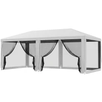 Outsunny Tente de reception extérieur barnum tonnelle 6 parois amovibles dim. 6L x 3l m, pour les fêtes, évènements, blanc(m-12)