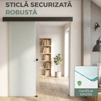 HOMCOM Ușă Glisantă de Interior din Sticlă Temperată Sablată cu Șină Silențioasă, Ghidaj, Kit Feronerie, Transparentă(m-4)