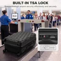 HOMCOM 77cm 98L Suitcase, Lightweight ABS Hard Shell Carry On Luggage with TSA Lock, Spinner Wheels, Telescopic Handle, Black(m-6)
