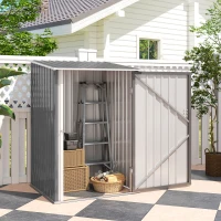 Outsunny 3.3 x 3.4ft Lean To Steel Garden Shed, with Locking Door - Grey(m-8)